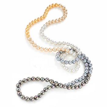 8mm Multi-Hue Organic Man-Made Pearl Necklace