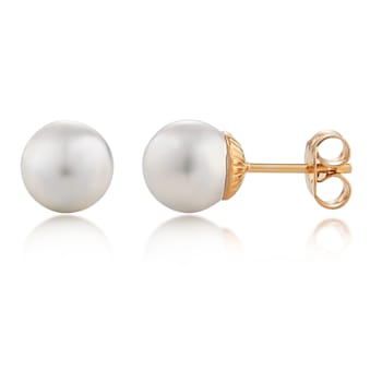 12mm White Organic Man-Made Stud Earrings