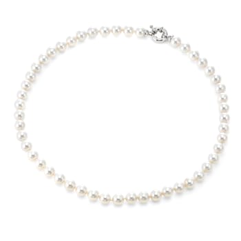 8mm White Organic Man-Made Pearl Necklace