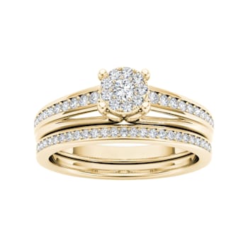 10K Yellow Gold .40ctw Diamond Solitaire Engagement Bridal Ring Band Set
( I2-Clarity-H-I-Color )