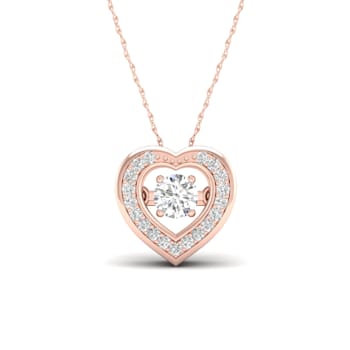 10K Rose Gold Diamond Heart Beat Pendant Necklace 18inch(1/4Ct / I2,H-I)
