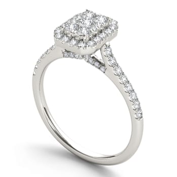 10K White Gold .75ctw Round Diamond Engagement Wedding Ring (Color H-I,
Clarity I2)
