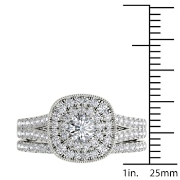 14K White Gold 3/4ctw Round Diamond Halo Engagement Ring (Color H-I,
Clarity I2)