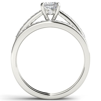 14K White Gold .62ctw Solitaire Wedding Band Bridal Set Anniversary Ring
( I2-Clarity-H-I-Color )