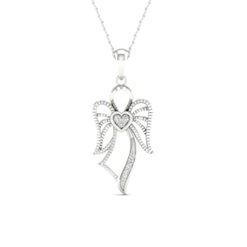 10K White Gold Diamond Angel Pendant Rope Chain Necklace for Women
18inch (1/20ct / I2,H-I)