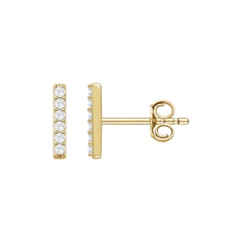 14K Yellow Gold 1/10ctw Lab-Grown Diamond Bar Earrings with Friction Back