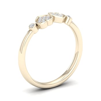 Diamond2Deal 10K Yellow Gold .05ctw Round Diamond Double Heart Love Ring
(0.05 cttw