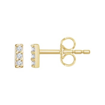 14K Yellow Gold 0.05ctw Round Cut Lab-Grown Diamond Bar Earrings with
Frication Back