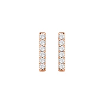 14K Rose Gold 1/10ctw Lab-Grown Diamond Bar Earrings with Friction Back