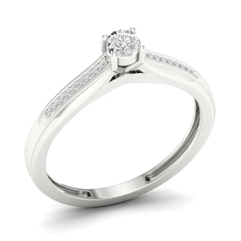 10K White Gold .10ctw Round Diamond Solitaire Engagement Ring (Color
H-I, Clarity I2)
