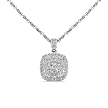 10k White Gold Diamond Pendant With 18 Inch Chain (H-I Color, I2
Clarity)(1/2 ctw)