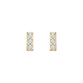14K Yellow Gold 0.05ctw Round Cut Lab-Grown Diamond Bar Earrings with
Frication Back