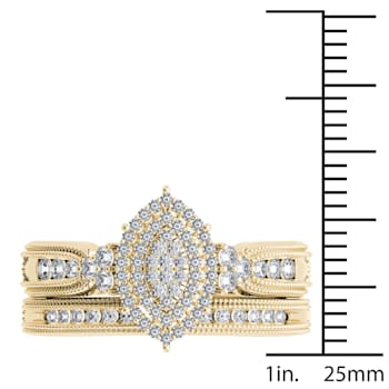 10K Yellow Gold .50ctw Diamond Marquise Shape Halo Bridal Ring Set(
I2-Clarity-H-I-Color )