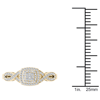 10K Yellow Gold .25ctw Round Diamond Halo Engagement Wedding Ring (Color
H-I, Clarity I2)