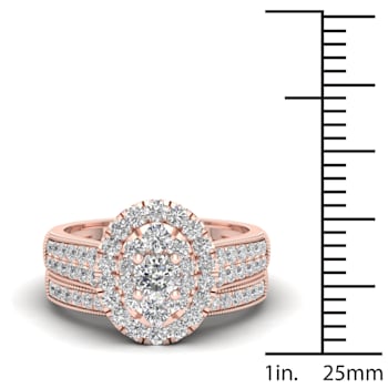 14K Rose Gold 1.0ct Diamond Engagement Ring and Wedding Band Bridal Set
(Color H-I, Clarity I2)