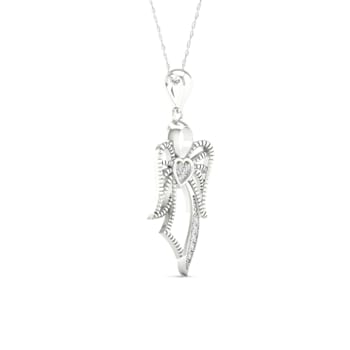 10K White Gold Diamond Angel Pendant Rope Chain Necklace for Women
18inch (1/20ct / I2,H-I)
