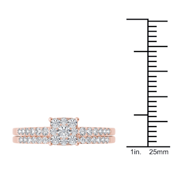 10K Rose Gold .50ctw Diamond Halo Engagement Ring Wedding Band Bridal
(Color H-I, Clarity I2)