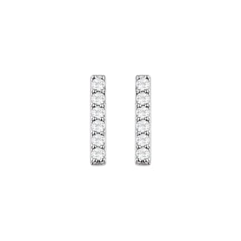 14K White Gold 1/10ctw Lab-Grown Diamond Bar Earrings with Friction Back