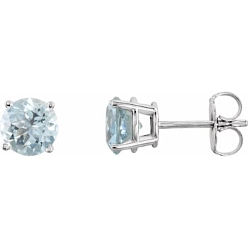 14K White Gold 6 mm Natural Aquamarine Stud Earrings for Women with
Friction Post