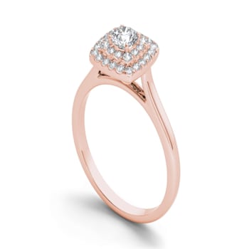 10K Rose Gold .50ctw Diamond Anniversary Halo Engagement Ring (
I2-Clarity-H-I-Color )