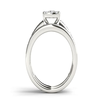 10K White Gold 1.0ctw Round Diamond Ladies Bridal Halo Engagement Ring (
I2-Clarity-H-I-Color )
