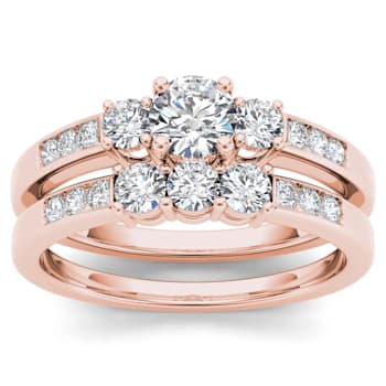 14K Rose Gold 1.0ctw Diamond Anniversary Bridal Ring Wedding Band Set (
I2-Clarity-H-I-Color )