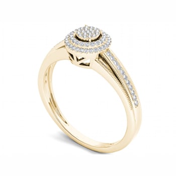 14K Yellow Gold .20ctw Round Diamond Halo Engagement Wedding Ring (Color
H-I, Clarity I2)