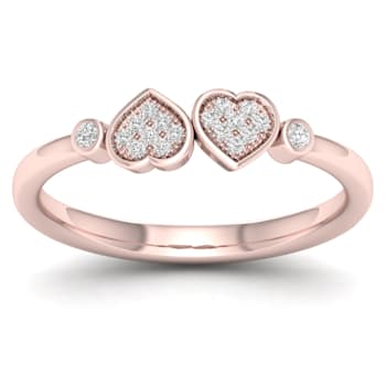 10K Rose Gold .05ctw Round Diamond Double Heart Love Promise Ring (0.05
cttw, Color H-I, Clarity I2)