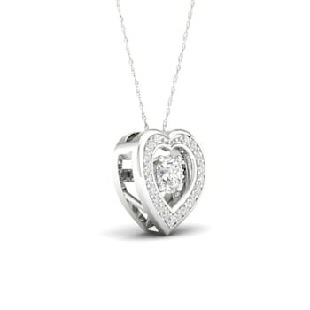10K White Gold Diamond Heart Beat Pendant Necklace 18inch(1/4Ct / I2,H-I)