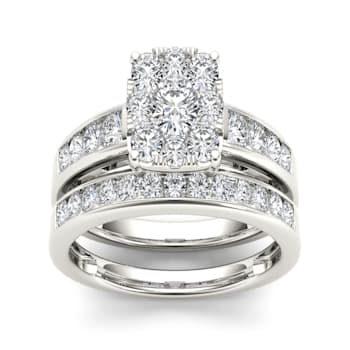 10K White Gold 1.0ctw Round Diamond Ladies Bridal Halo Engagement Ring (
I2-Clarity-H-I-Color )