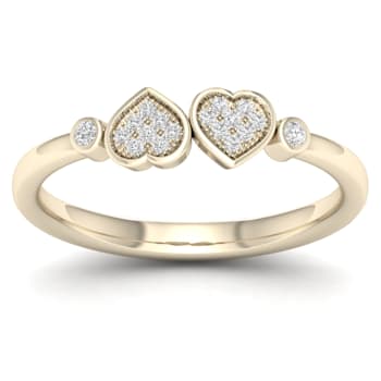Diamond2Deal 10K Yellow Gold .05ctw Round Diamond Double Heart Love Ring
(0.05 cttw