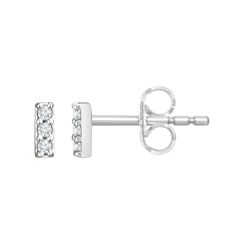 14K White Gold 0.05ctw Round Cut Lab-Grown Diamond Bar Earrings with
Frication Back