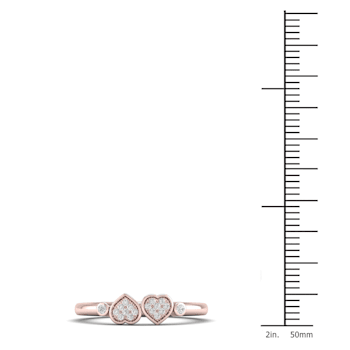 10K Rose Gold .05ctw Round Diamond Double Heart Love Promise Ring (0.05
cttw, Color H-I, Clarity I2)