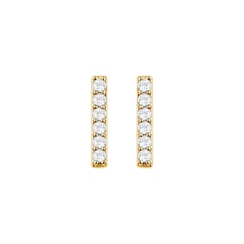 14K Yellow Gold 1/10ctw Lab-Grown Diamond Bar Earrings with Friction Back
