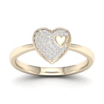 10K Yellow Gold .10ctw Round Diamond Heart Promise Ring (Color H-I,
Clarity I2)