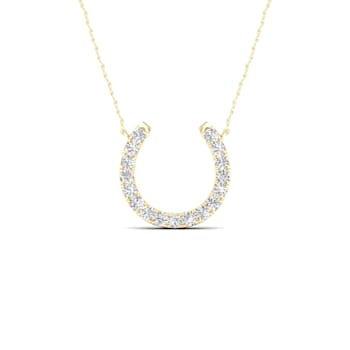 14K Yellow Gold Diamond Horseshoe Pendant Rope Chain Necklace for Women
18inch (1/3Ct / I2,H-I)