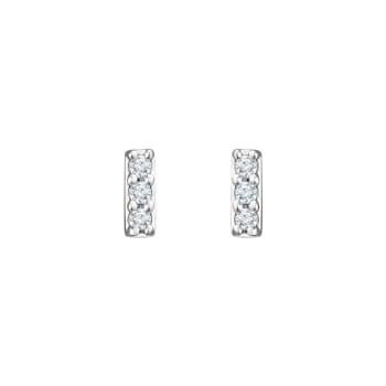 14K White Gold 0.05ctw Round Cut Lab-Grown Diamond Bar Earrings with
Frication Back