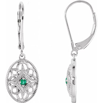 Sterling Silver Emerald Lever Back Earrings for Women