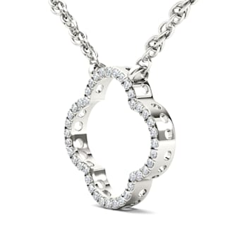 10K White Gold Diamond Clover Pendant Rope Chain Necklace for Women
18inch (1/10ct/ I2,H-I)