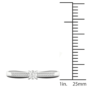 10K White Gold .10ctw Round Diamond Solitaire Engagement Ring (Color
H-I, Clarity I2)