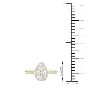10K Yellow Gold .75ctw Round Diamond Pear Shape Halo Engagement Ring
(Color H-I, Clarity I2)