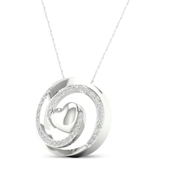 Sterling Silver Diamond Heart Pendant With 18 Inch Chain (H-I Color, I2
Clarity)(0.12 ctw)