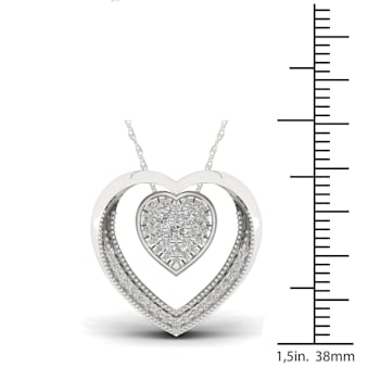 Sterling Silver Diamond Double Heart Pendant With 18 Inch Chain (H-I
Color, I2 Clarity)(0.22 ctw)