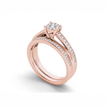 10K Rose Gold .40ctw Diamond Solitaire Engagement Bridal Ring Band Set (
I2-Clarity-H-I-Color )