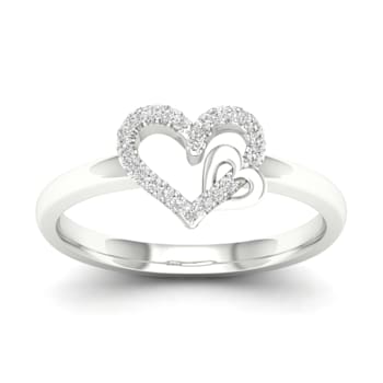 10K White Gold .10ctw Round Cut Diamond Heart Promise Ring (Color H-I,
Clarity I2)