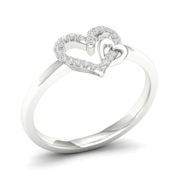 10K White Gold .10ctw Round Cut Diamond Heart Promise Ring (Color H-I,
Clarity I2)