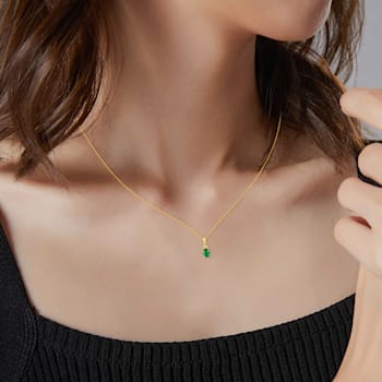 Diamond2Deal 14k Yellow Gold 0.43ct Oval Emerald and Diamond Pendant
Necklace 18" for Women