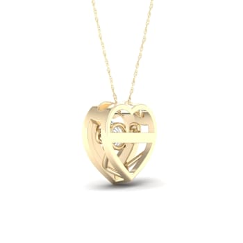 10K Yellow Gold Diamond Heart Beat Pendant Necklace 18inch(1/4Ct / I2,H-I)