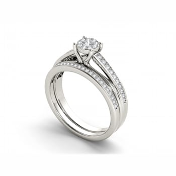 10K White Gold .40ctw Diamond Solitaire Engagement Bridal Ring Band Set
( I2-Clarity-H-I-Color )
