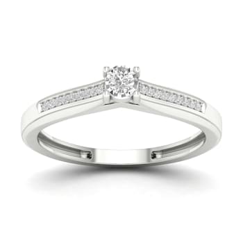 10K White Gold .10ctw Round Diamond Solitaire Engagement Ring (Color
H-I, Clarity I2)